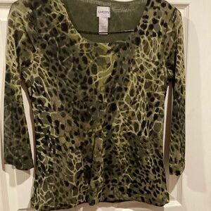 Chico's Green Animal Print Women's Top
